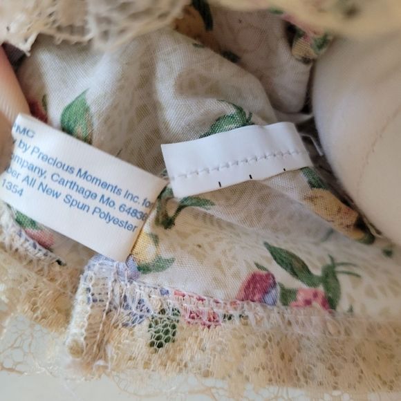 Precious Moments Doll Plush Body Plastic Face Feet w/ original Floral Dress - Picture 10 of 10